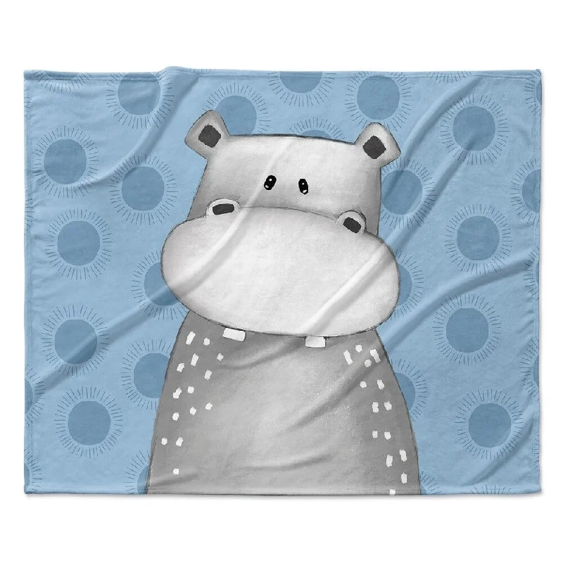 HIPPO BLUE Ultra Soft Baby Blanket By Kavka Designs - 40X30