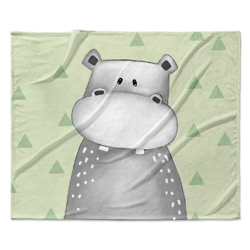 HIPPO TRIANGLE BABY GREEN Ultra Soft Baby Blanket By Kavka Designs - 40X30