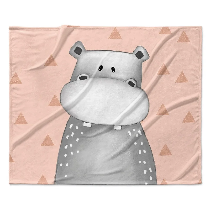 HIPPO TRIANGLE SOFT CORAL Ultra Soft Baby Blanket By Kavka Designs - 40X30