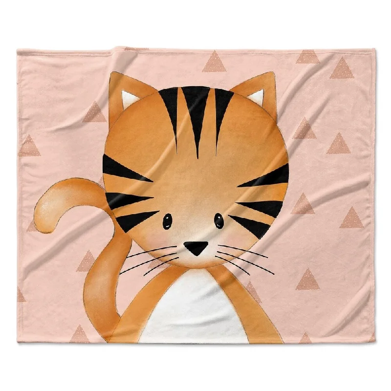 KITTEN TRIANGLE SOFT CORAL Ultra Soft Baby Blanket By Kavka Designs - 40X30