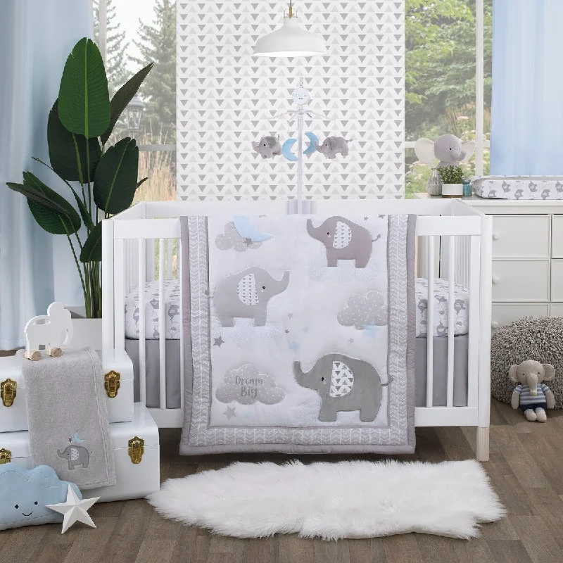 Little Love by NoJo Elephant Stroll Dream Big 3 Piece Crib Bedding Set