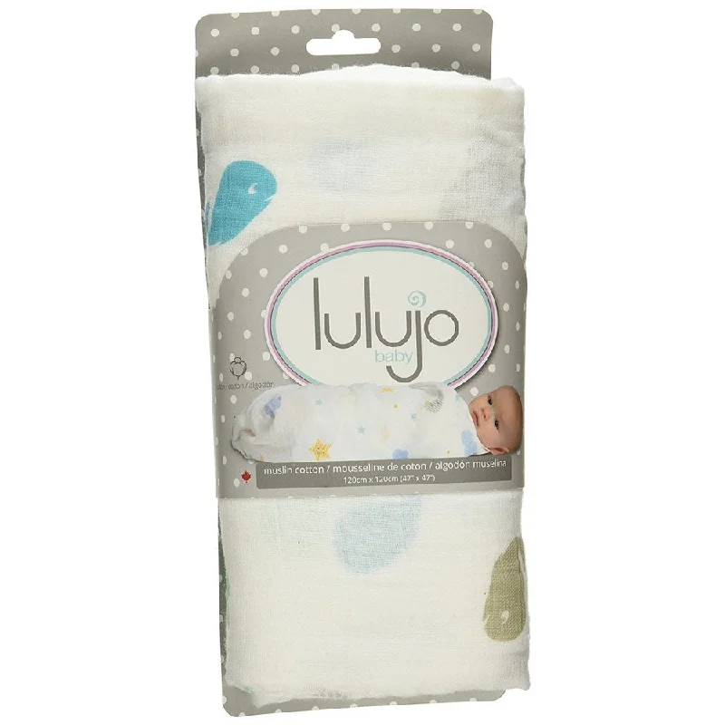 Lulujo Baby Whale Baby Muslin Cotton Swaddling Blanket