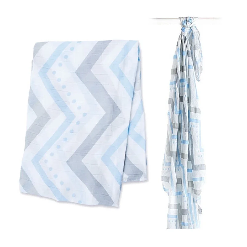 Lulujo Blue Chevron Bamboo Muslin Swaddle Blanket