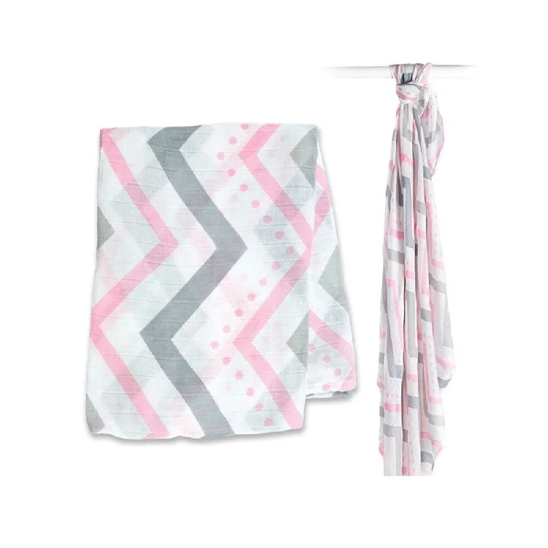 Lulujo Pink Chevron Bamboo Muslin Swaddle Blanket