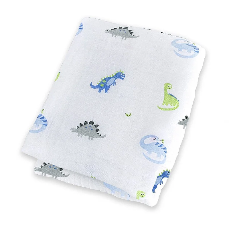 Lulujo Prehistoric Pals Baby Muslin Cotton Swaddling Blanket