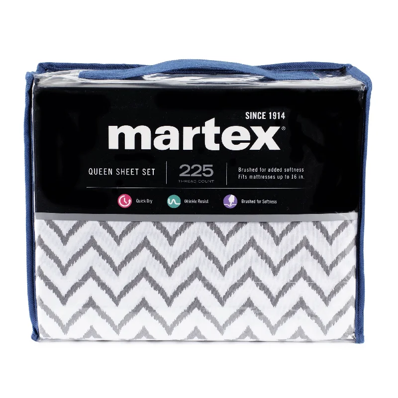 Martex 225 Thread Count Everyday Chevron Charcoal Sheet Set