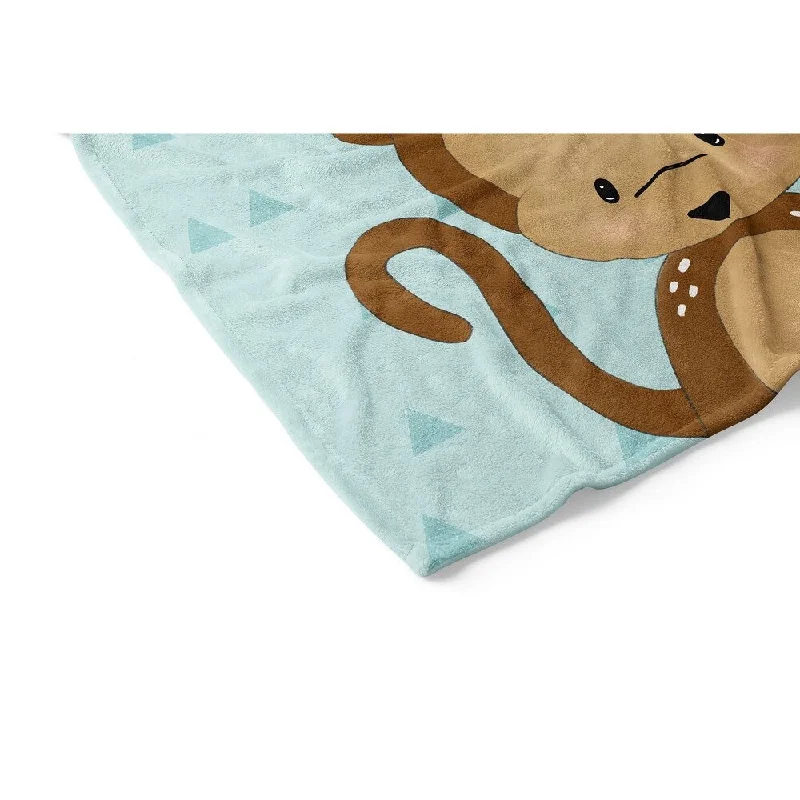 MONKEY TRIANGLE TEAL Ultra Soft Baby Blanket By Kavka Designs - 40X30