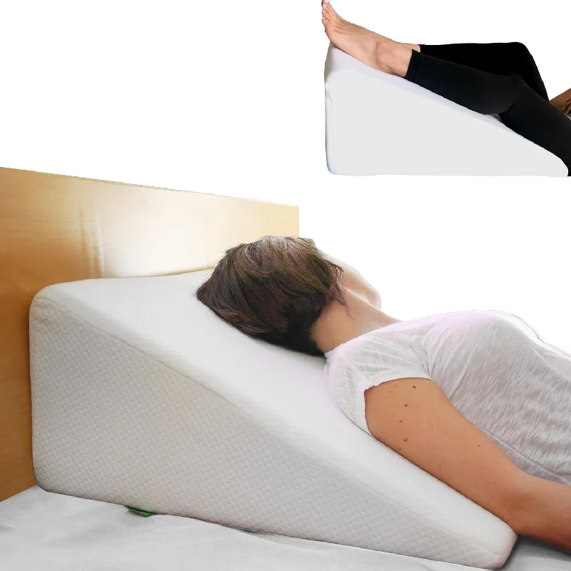 Multipurpose Wedge Pillows for Sleeping Triangle Memory Foam Bed Support Rest for Back, Shoulder & Neck Discomfort - White