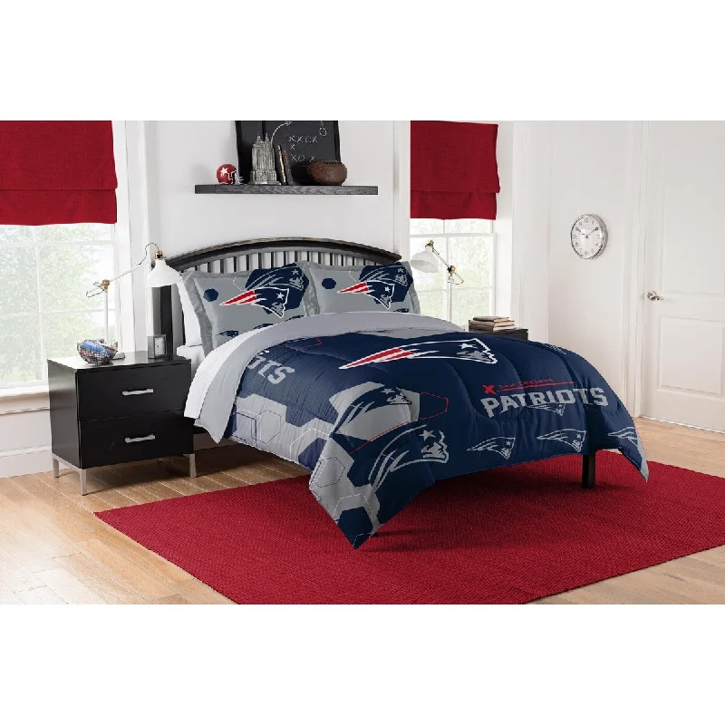 NFL 849 Patriots Hexagon F/Q Comforter Set