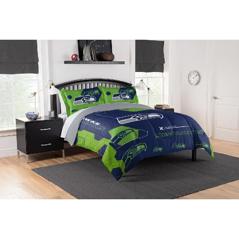 NFL 849 Seahawks Hexagon F/Q Comforter Set