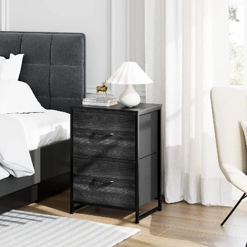 Night Stand End Table with Storage Drawers for Bedroom