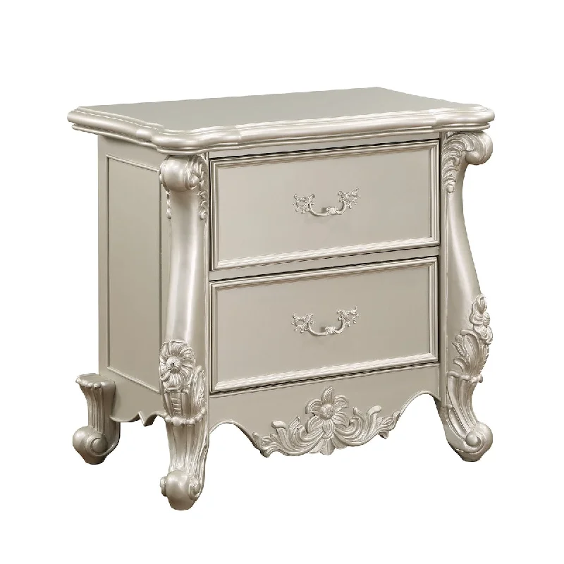 Nightstand Champagne Finish Storage Bedside Cabinet for Bedroom