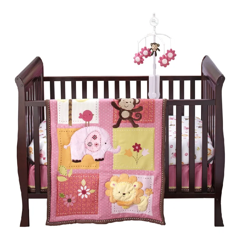 NoJo Raspberry Jungle 4-piece Crib Bedding Set