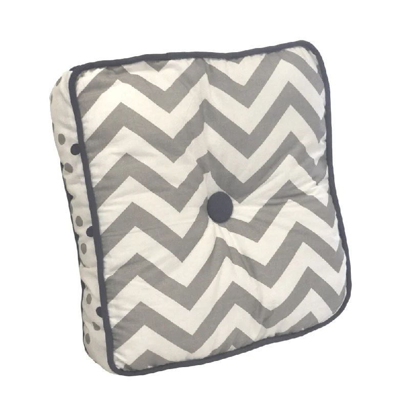 Out of the Blue 12-inch White/ Grey Chevron Box Throw Pillow with Navy Cording