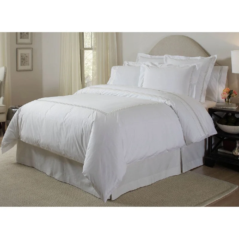 Pointehaven Long Staple Cotton Embroidered 3-piece Percale Duvet Set and Euro Sham Separates