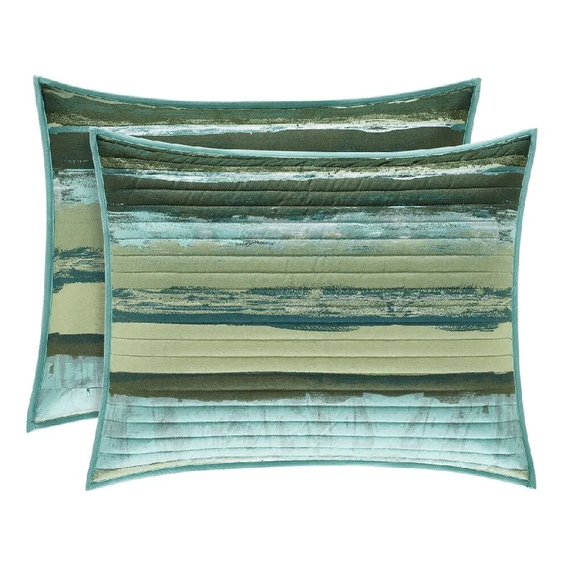 Porch & Den Caden Green Stripe Quilted Pillow Sham