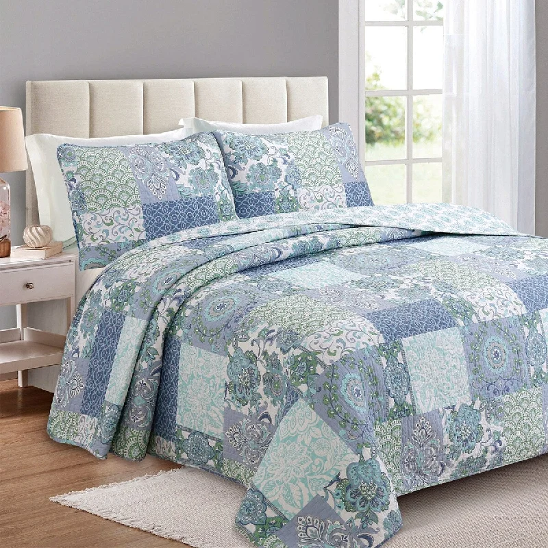 Porch & Den Lehman Cotton Blue Quilt Bedding Set