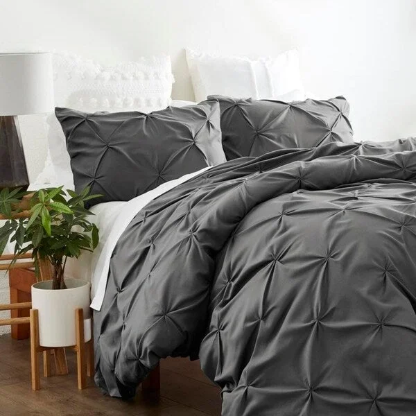 Porch & Den Nitchman Microfiber Pinch Pleat 3-piece Duvet Cover Set