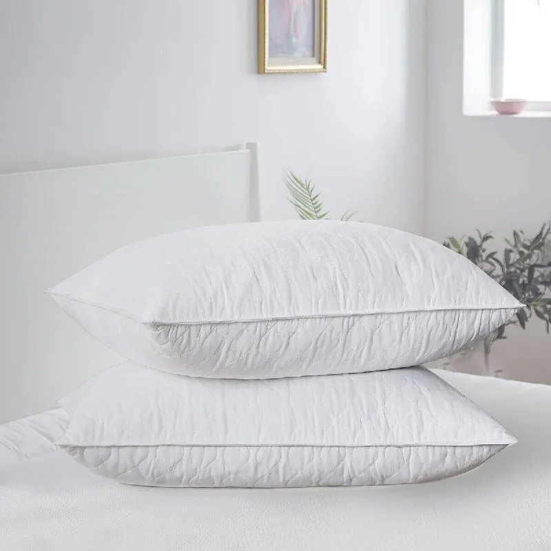 Quilted Feather and Polyester Blend Pillow - Set of 2 - White