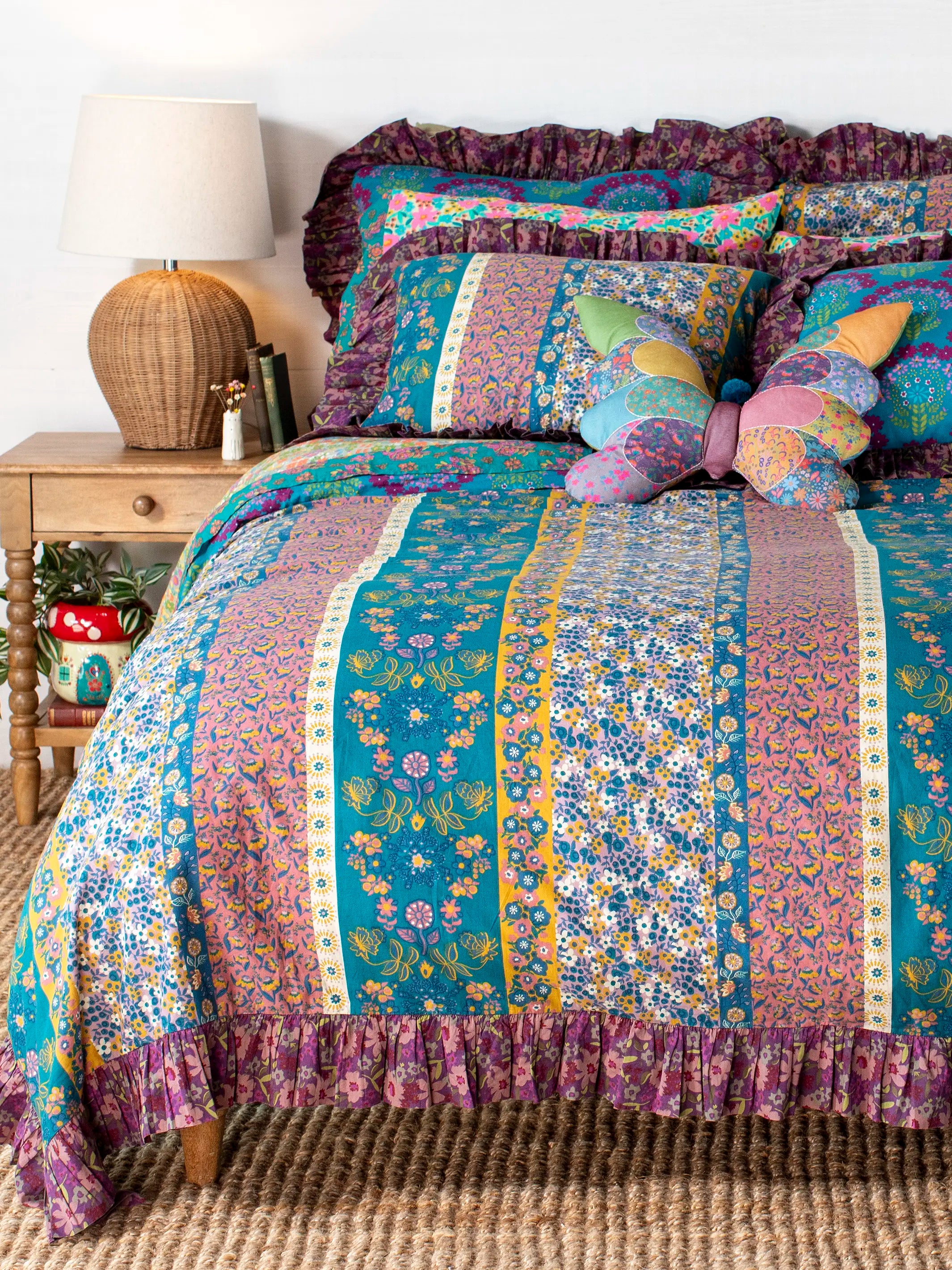 Reversible Cotton Duvet Cover - Blooms