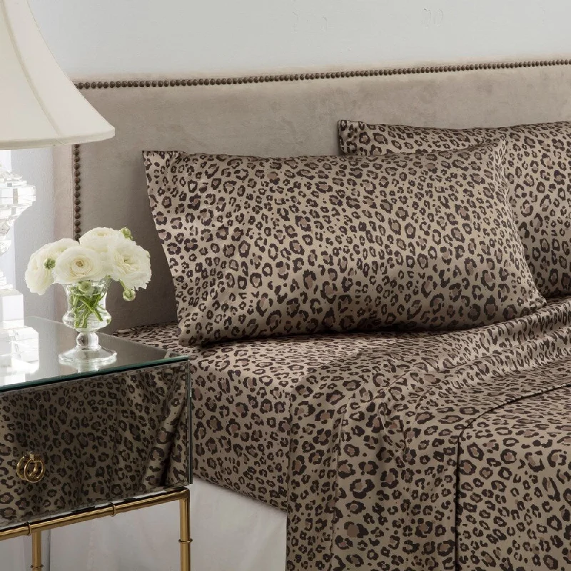 Seduction Satin Cal King Leopard Sheet Set