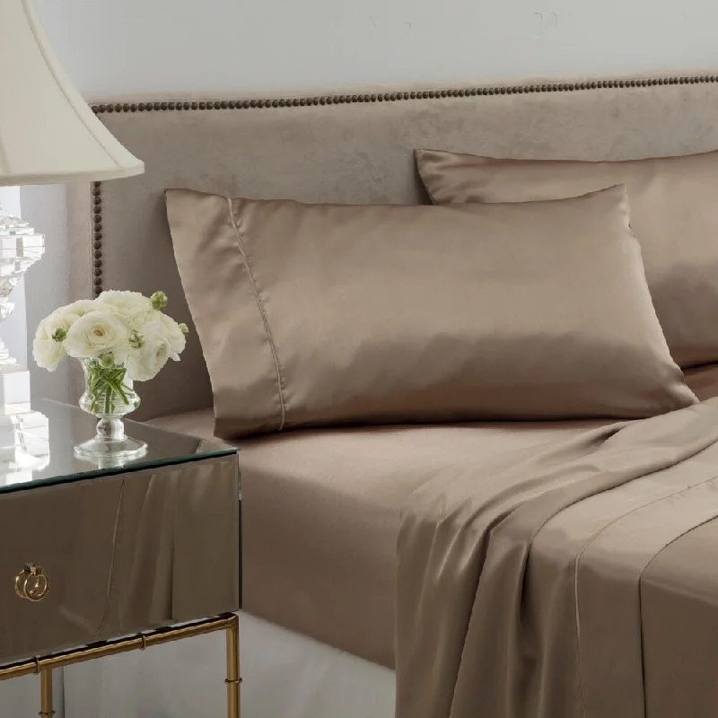 Seduction Satin Solid Full Champagne Sheet Set