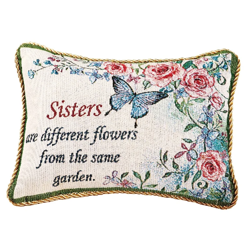 Sisters Are Different Flowers Rose Tapestry Pillow - White