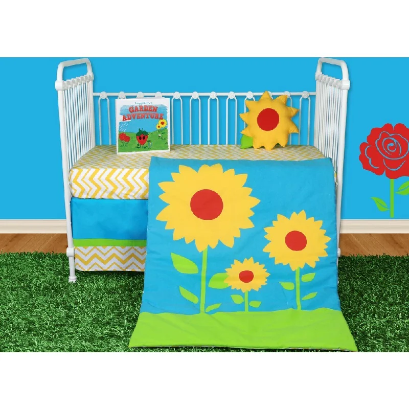 Snuggleberry Baby Sunflower Love 5-piece Crib Bedding Set with Storybook