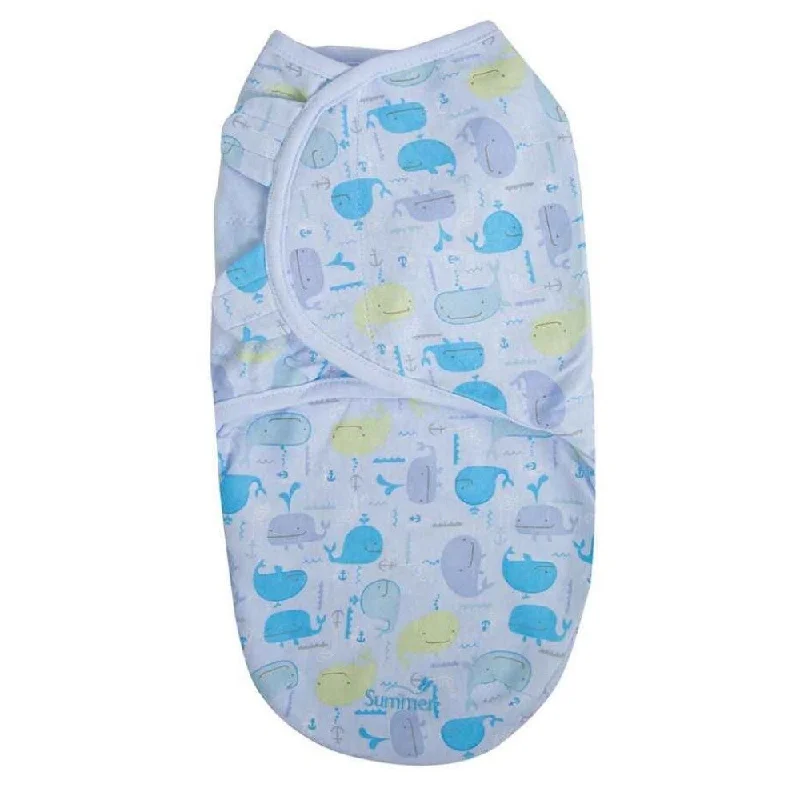 Summer Infant SwaddleMe Whale Tail Blue Cotton Small Single Swaddle Blanket