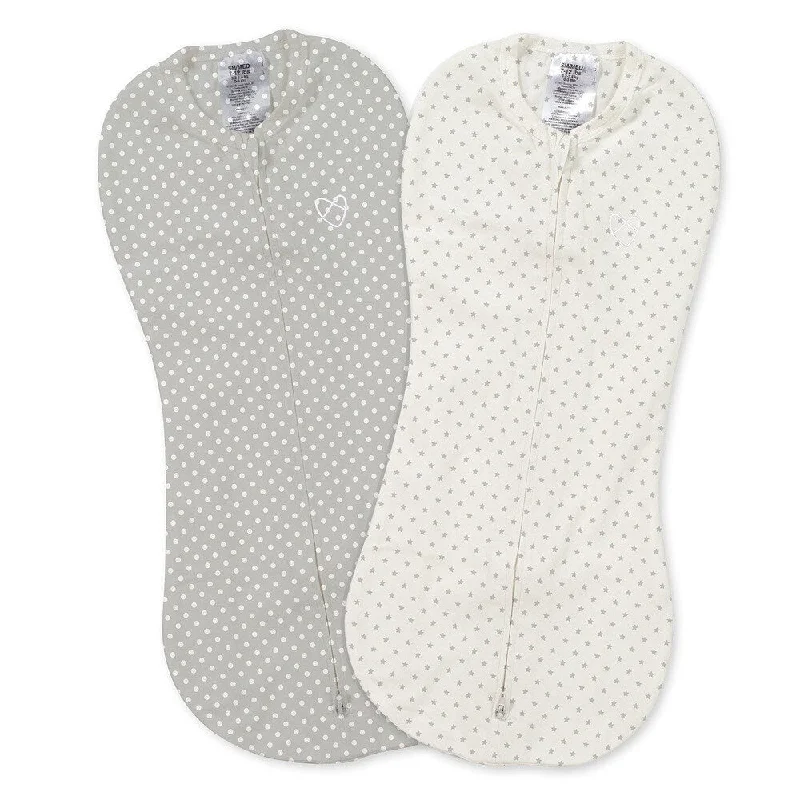 Summer Infant Swaddlepod Grey/Off-white Cotton/Spandex Star Dot Blankets (Set of 2)