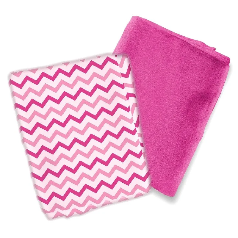 SwaddleMe Baby Girl Pink Cotton Chevron Small Muslin Blanket (Pack of 2)