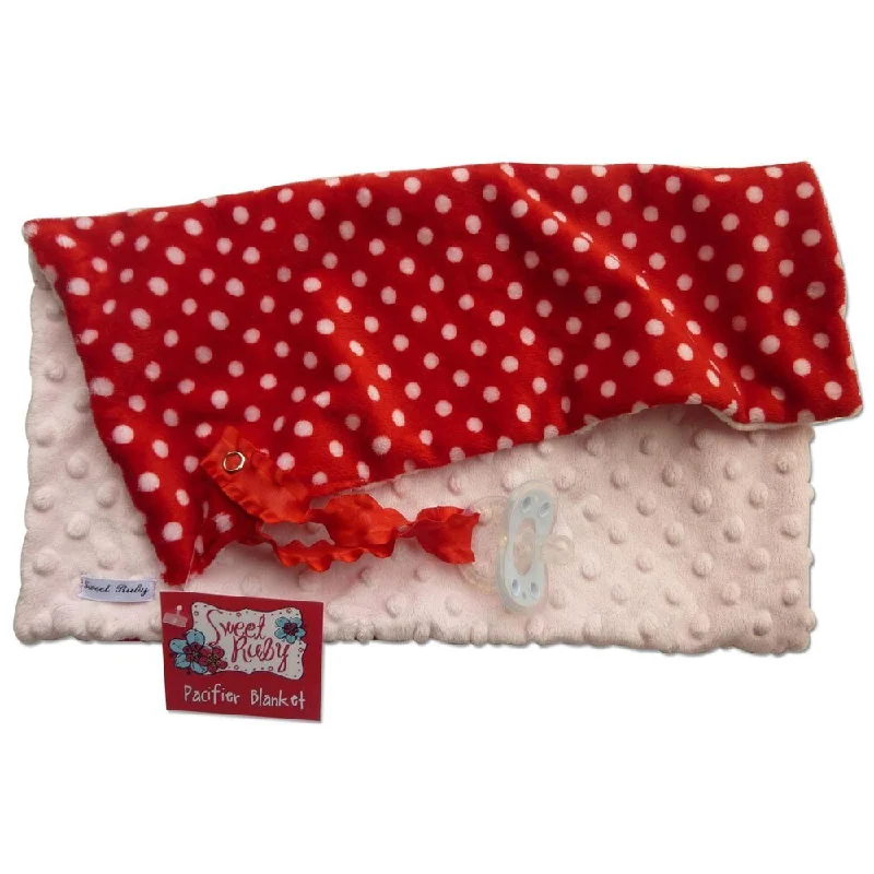 Sweet Ruby 13x13-inch Pink Dot Pacifier Blanket