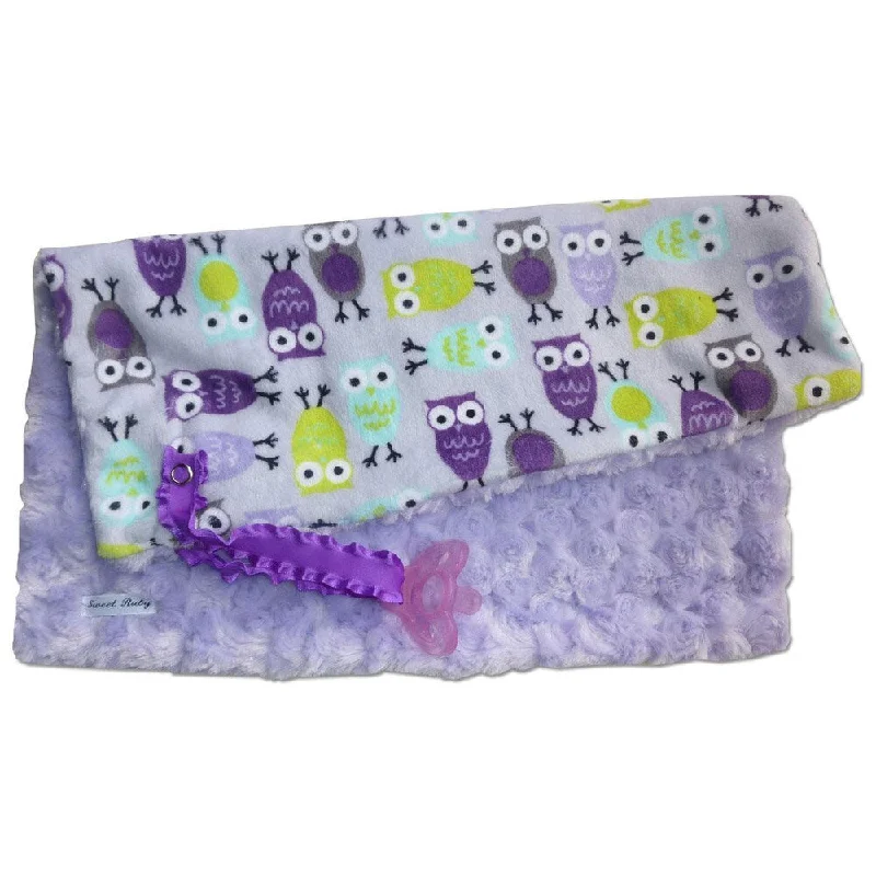 Sweet Ruby 13x13-inch Purple Owl Pacifier Blanket