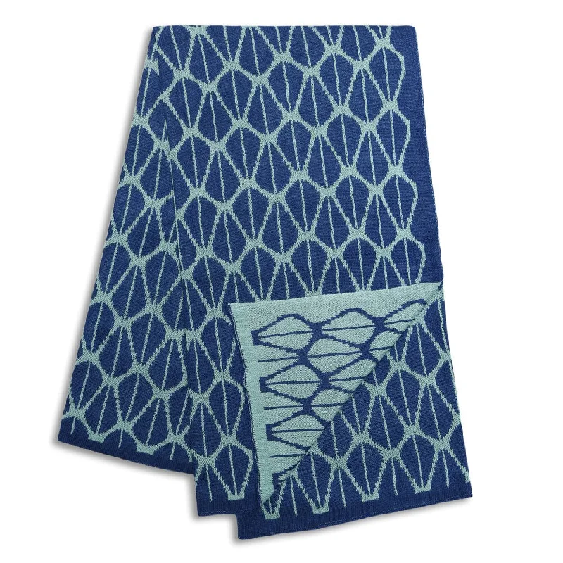 The Peanut Shell Navy and Aqua Reversible Blanket