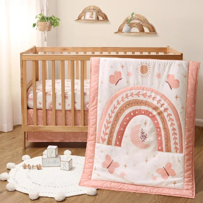 The Peanutshell Boho Rainbow 3 Piece Crib Bedding Set for Baby Girls