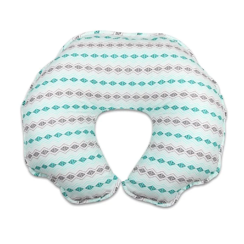 The Peanutshell Mint and Grey Geo Nursing Pillow with Cover