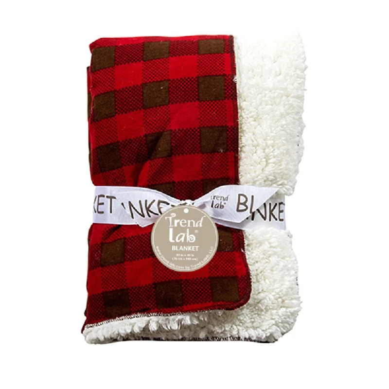 Trend Lab Baby Northwoods Red Flannel Faux-Shearling Receiving Blanket