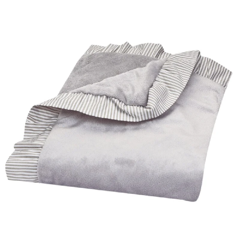 Trend Lab Dove Grey Ruffle Stripe Trimmed Receiving Blanket