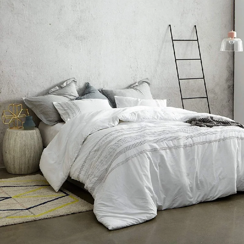 Villa Stitch Embroidered Comforter - White (Shams not included)