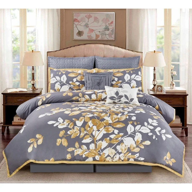 Wonder Home Mila 8PC Embellished Comforter Set, Queen, Grey