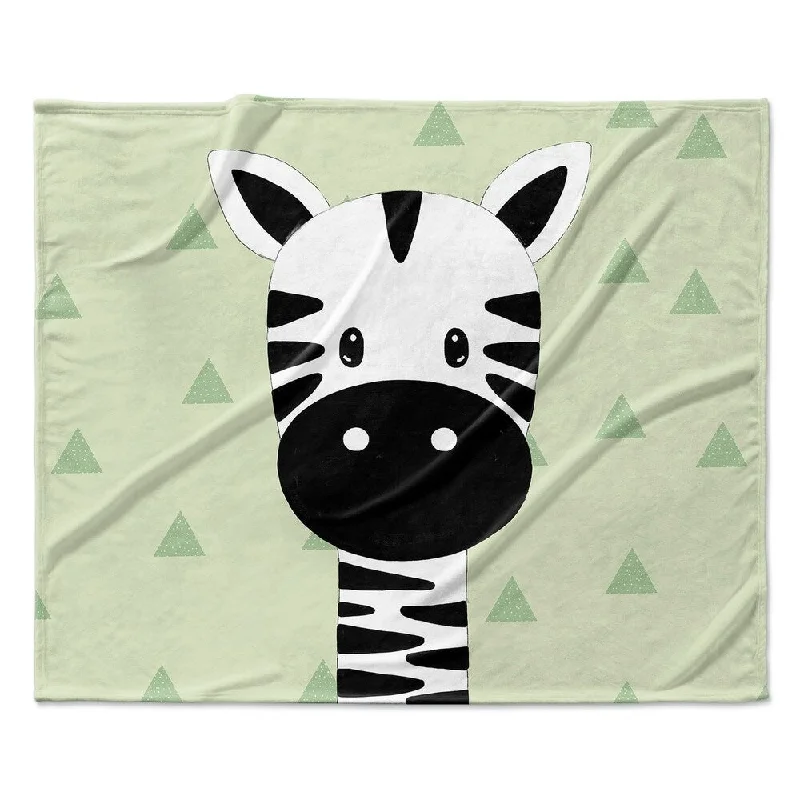 ZEBRA TRIANGLE BABY GREEN Ultra Soft Baby Blanket By Kavka Designs - 40X30