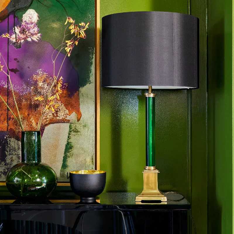 Longford table lamp in brass and olive acrylic