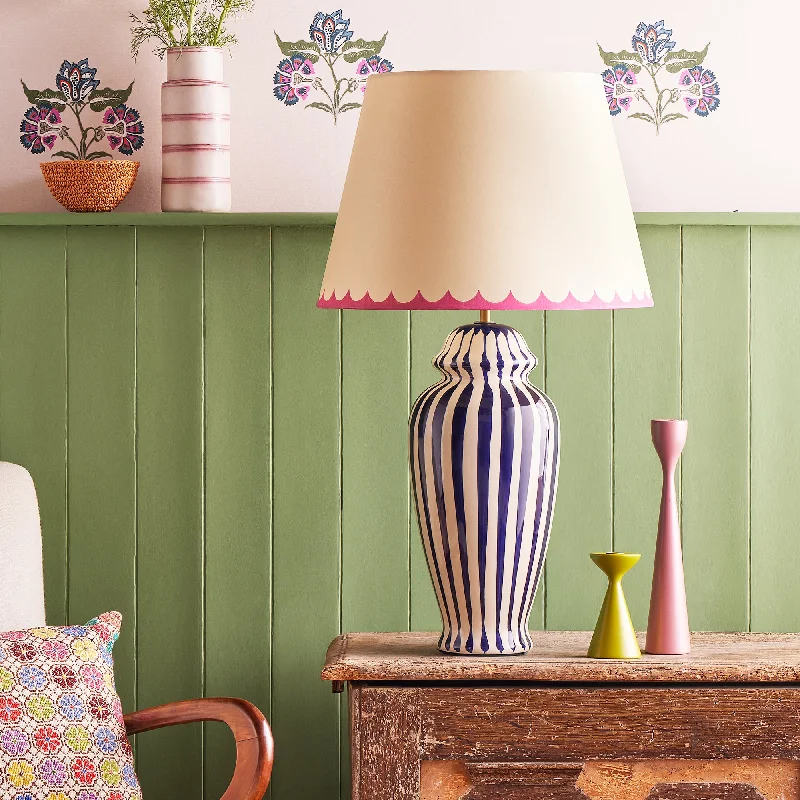 Regular Lottie table lamp in a cobalt blue and stone glaze