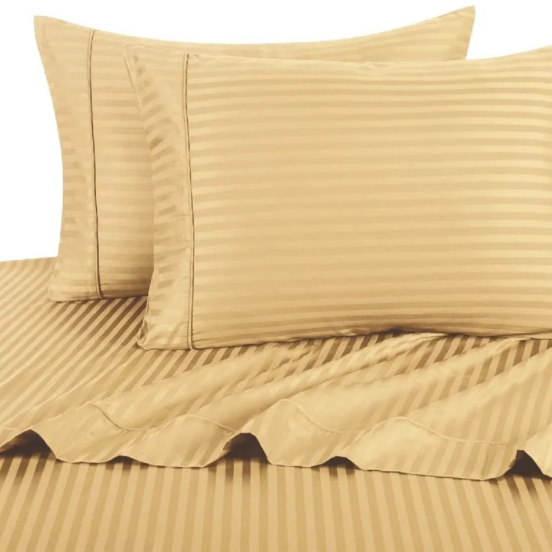 Medici Dobby Stripe 310TC 4-Piece Sheet Set - Queen - Gold