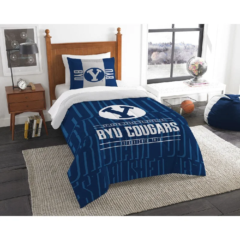 The Northwest Co COL BYU Modern Take Blue Twin 2-piece Comforter Set