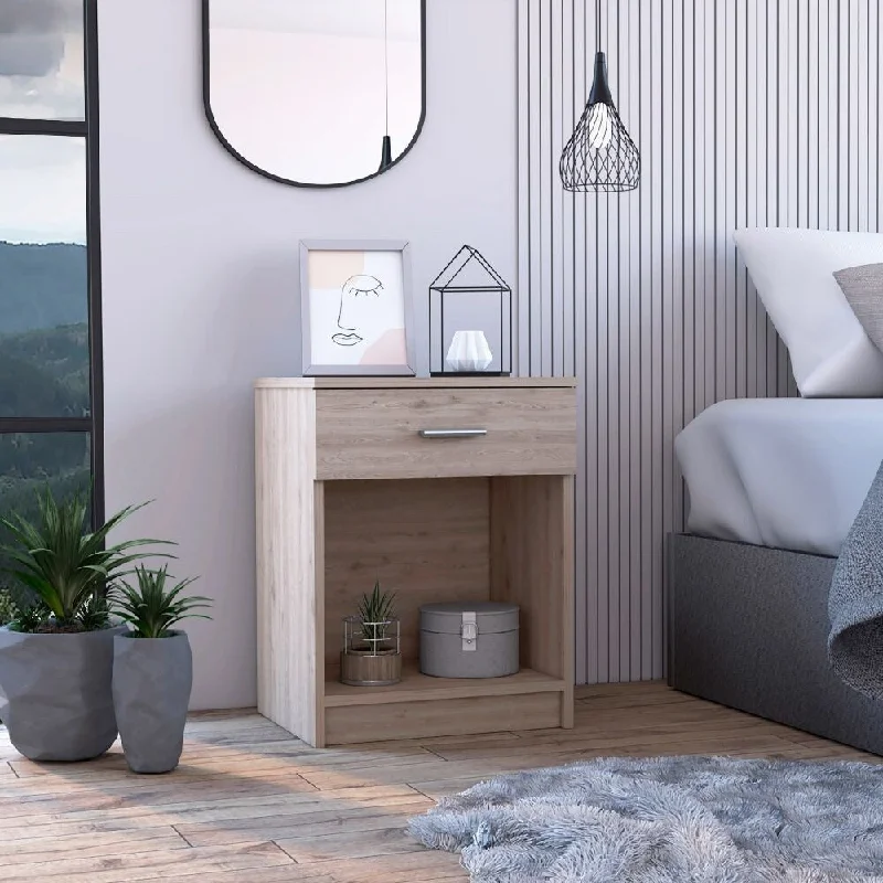 1-Drawer 1-Shelf Nightstand White