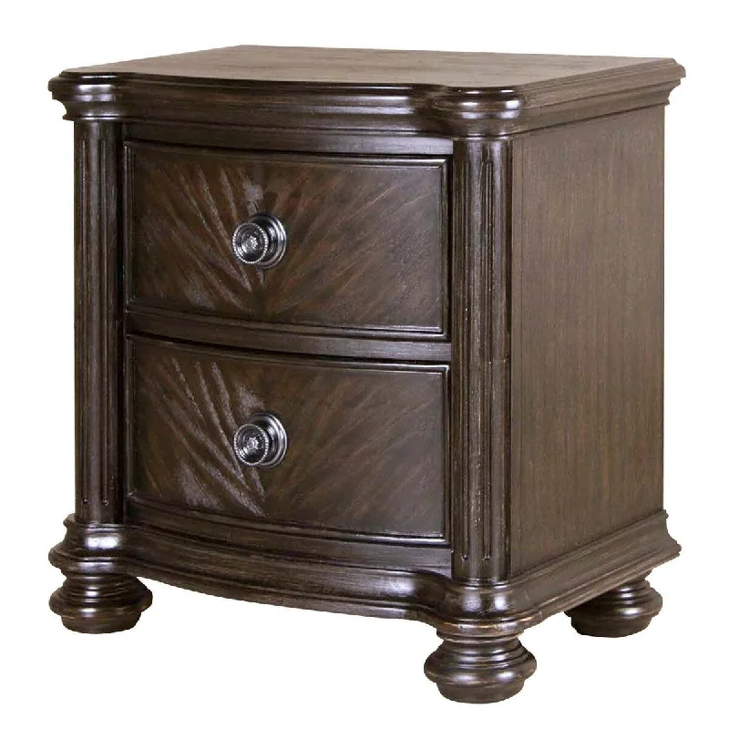 2-Drawer Nightstand, Dark Brown