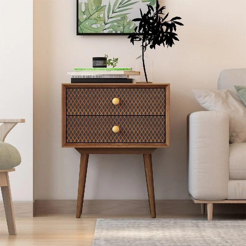 2 Drawer Nightstand With 3D Printed Elements