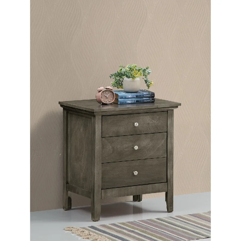 3 Drawer Nightstand , Gray