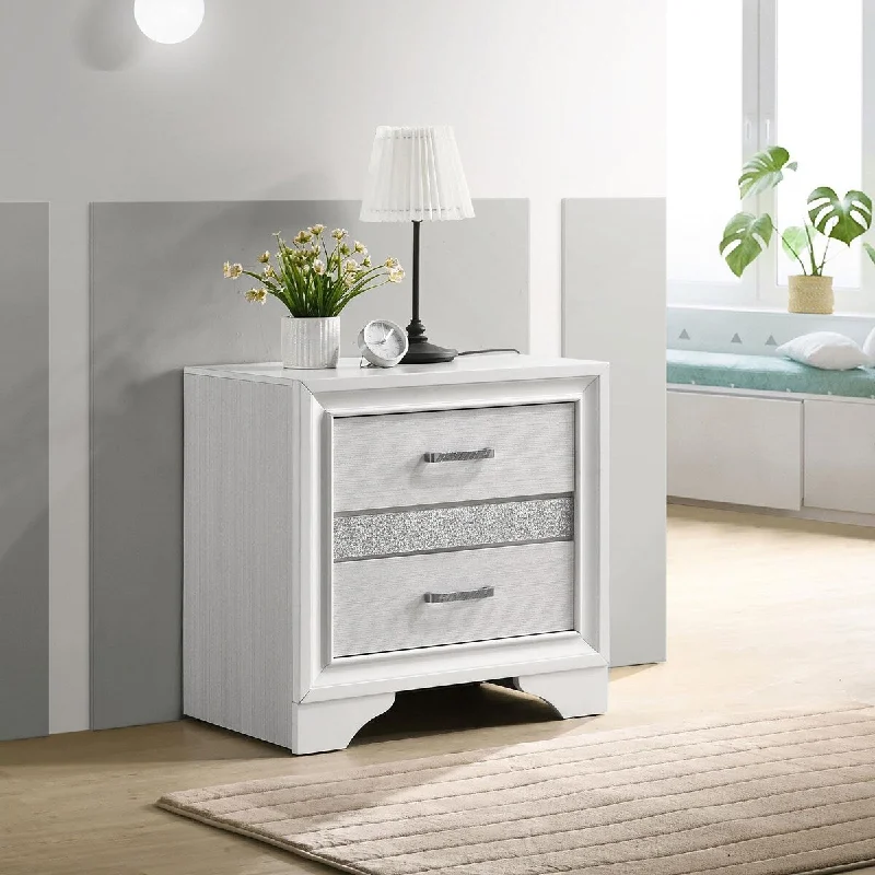 Alexandria White 2-drawer Nightstand with Hidden Jewelry Tray